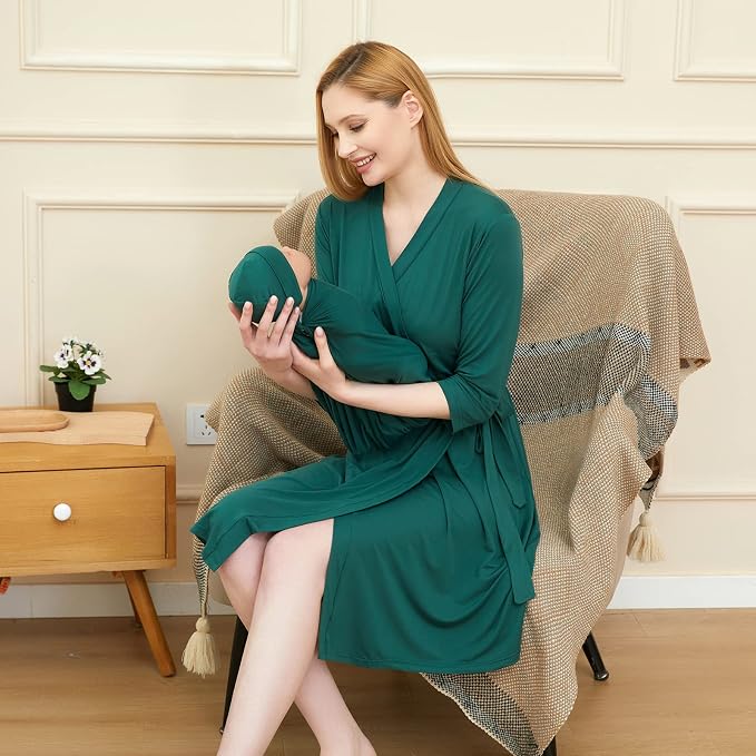 Galabloomer Maternity Robe and Receiving Blanket, Matching Mommy Labor Robe | - Image 2