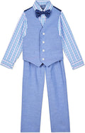 Nautica Boys' 4-Piece Formal Suit Set with Vest, Pants, Collared Dress Shirt, and Tie