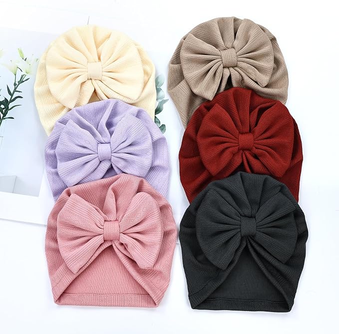 Cinaci 6 Pack Nursery Hospital Caps Bonnets Beanies Headwraps Turban Hats - Image 7
