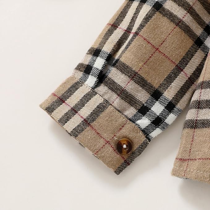 YOUNGER STAR Toddler Kids Boys Girls Flannel Hooded Plaid Shirt Button Baby Red - Image 7