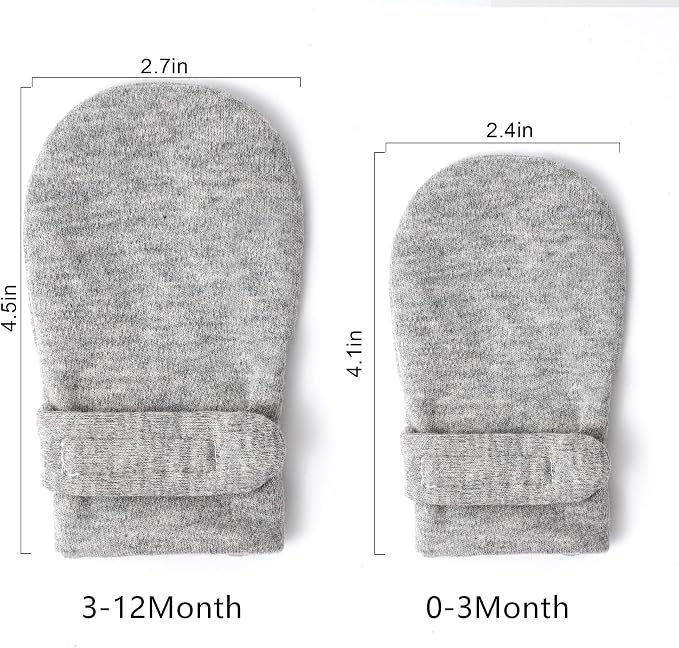 Newborn Baby No Scratch Mittens Stay On, 100% Cotton Breathable, Adjustable - Image 6