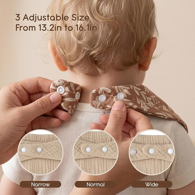 Tunnkit Muslin Baby Bibs, 10 Pack Bandana Bibs, Triangular Bibs | Extra - Image 6