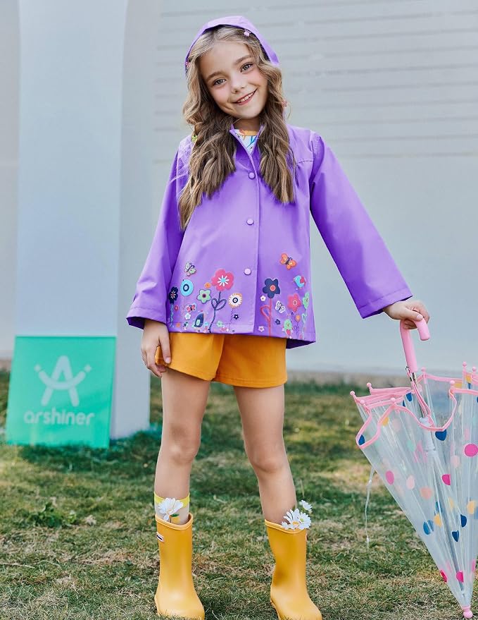 Arshiner Toddler Girls Waterproof Hooded Coat Jacket Outwear Raincoat - Image 4