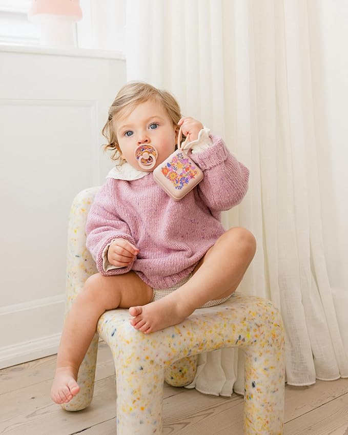 BIBS Colour Liberty Soother 2-Pack, BPA Free Dummy Pacifier, Round Nipple. Natural Rubber Latex, Made in Denmark, Size 1 (0-6 Months), June Blossom Vanilla Hush Mix