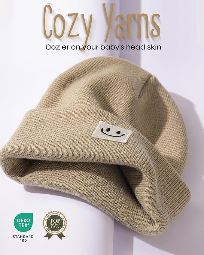 FURTALK Baby Beanie Cute Toddler Winter Hat Knit Boys Girls Warm 2 Pack Kids Embroidered Beanies Cap for 0-8 Years