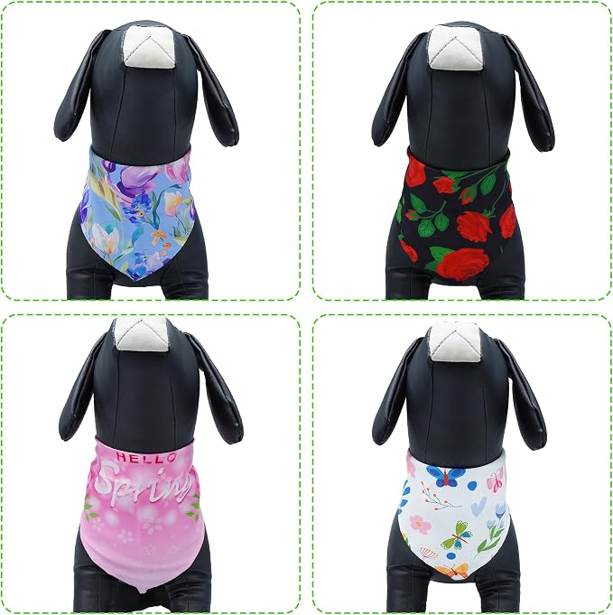 7 Pack Spring Dog Bandanas for Large Dogs Breed 33 Inch XL Summer Flowers Dog - Image 4