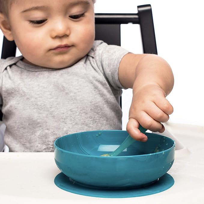 ChooMee Baby Suction Bowl | Powerful Suction Grip with Firm Bowl | Platinum Silicone, BPA Free | Large, 1 CT, Aqua