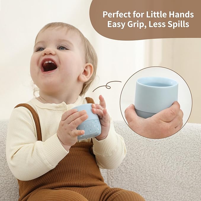 Moonkie Silicone Baby Cup 4 Months+ | Tiny Open Training Cup for Infants with Confetti Sprinkles | Baby-Led Weaning Essential | 2 oz (Mint, 1 Pack)