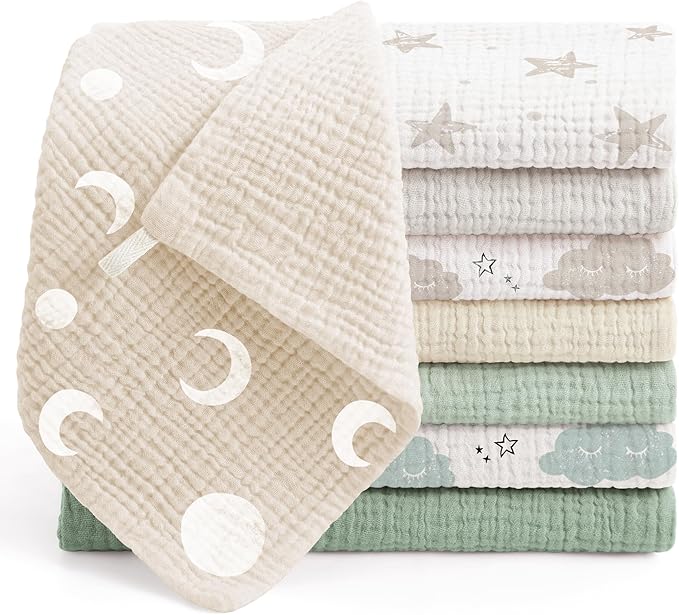 Bearmoss Muslin Burp Cloths 100% Cotton Cloths Baby Burp Cloths Muslin by Bearmoss