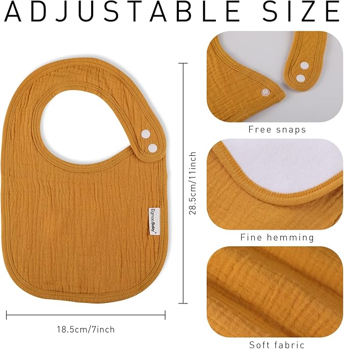 Muslin Baby Bibs for Drooling and Teething, Bibs for Boys Girls | Soft Cotton - Image 6