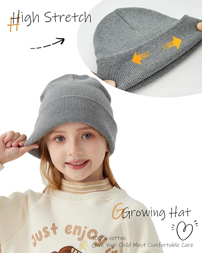 ROYBENS 100% Cotton Baby Beanie Cute Toddler Winter Hat Knit Caps Ages 0-8 | - Image 5