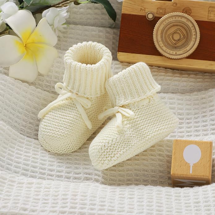 Hadetoto Baby Booties Cotton Newborn Boys Girls Shoes Knit Socks | Cozy Warm - Image 6