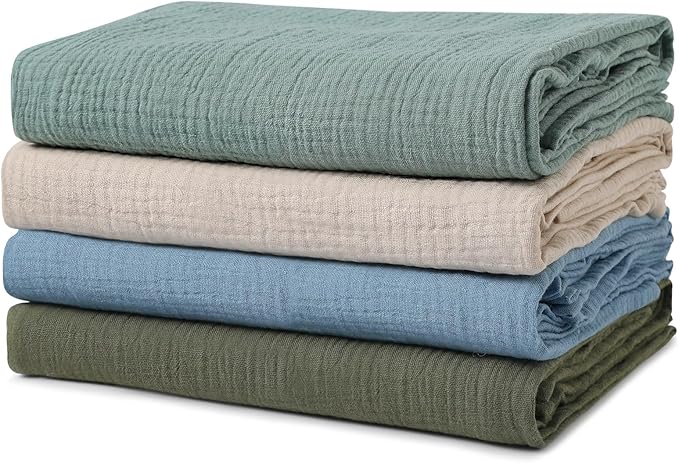 GLLQUEN BABY Muslin Swaddle Blankets for Boys and Girls, 4-Pack Baby Blankets for Girl Boy, Newborn Receiving Blanket, Baby Swaddle Blanket Unisex, Baby Essentials, Registry & Gift, 40 x 38 inches