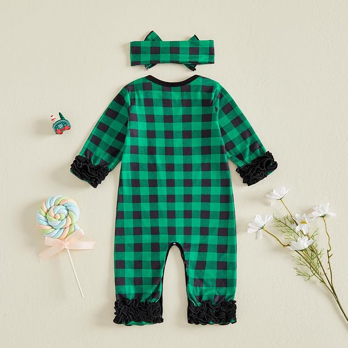 Newborn Baby Girl Clothes Jumpsuit Ruffle Romper Bodysuit Pants Headband - Image 6