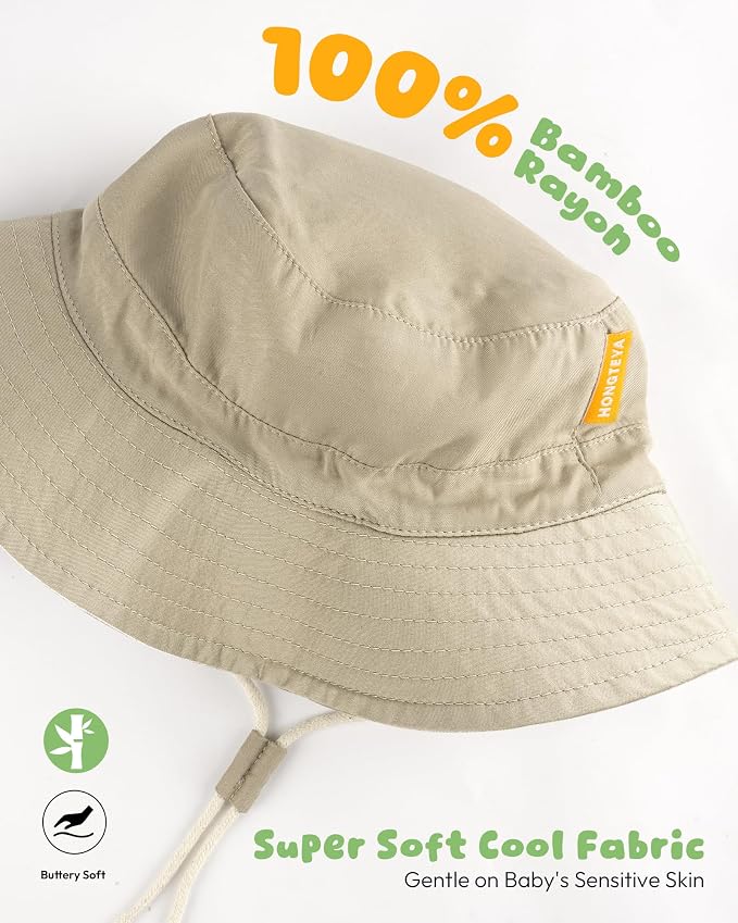 Baby Sun Hat for Toddler Kids Bamboo Rayon Bucket Hat Summer Beach Sun - Image 3