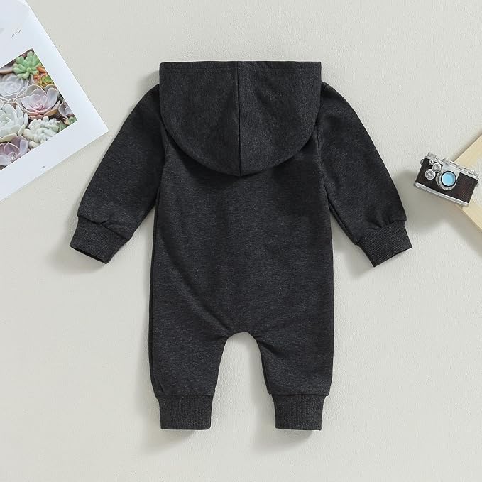 Infant Baby Boy Girl Clothes Solid Hoodie Romper Zip Up Long Sleeve Hooded - Image 3