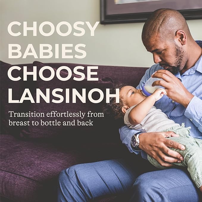 Lansinoh NaturalWave Baby Bottle Nipples, Slow Flow, Size S,1+ Month, 4 Count – 100% Soft, Durable Silicone, Made Without BPA BPS, Anti-Colic, Supports Baby’s Developing Mouth and Teeth
