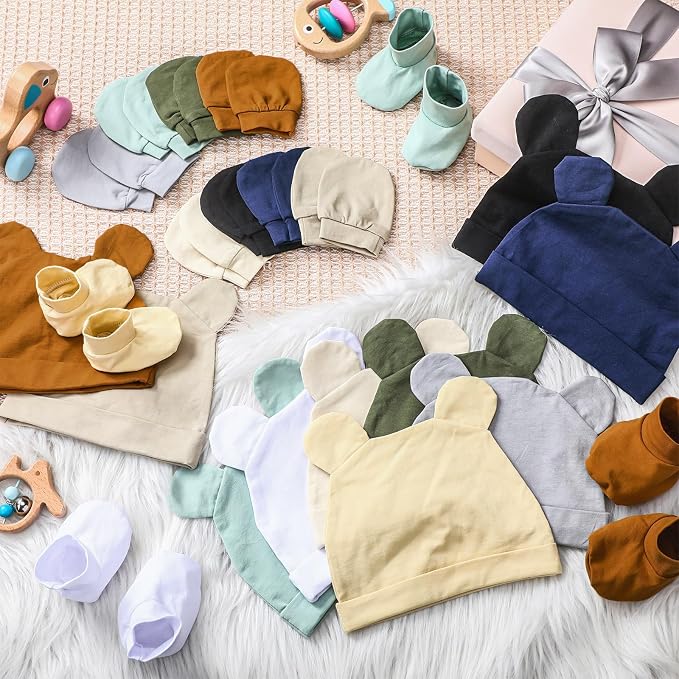 Toulite 10 Set Newborn Baby Socks Hat and Mittens Soft Ankle Sock Newborn - Image 5