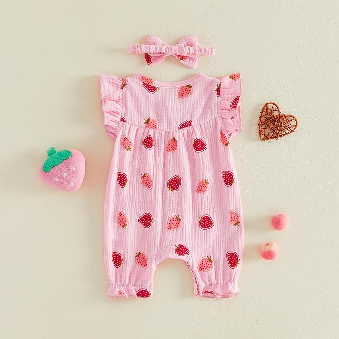 YINGISFITM Newborn Baby Girl Summer Clothes Short Sleeve Bubble Romper Bow - Image 5