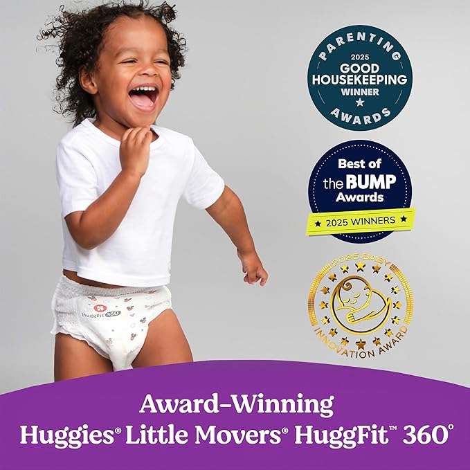 Huggies Size 6 Baby Diapers, Little Movers HuggFit 360° Baby Diapers with 360° Waistband, Size 6 (35+ lbs), 104 Count (2 Packs of 52), Packaging May Vary