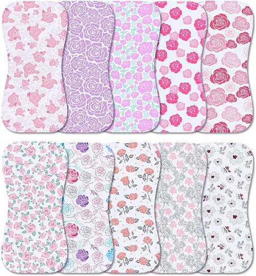 10-Pack Burp Cloths for Baby Boys and Girls by Benoxine