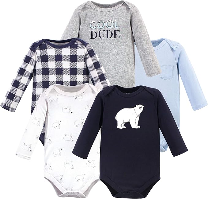 Hudson Baby baby-boys Cotton Long-sleeve Bodysuits 5-pack - Image 2