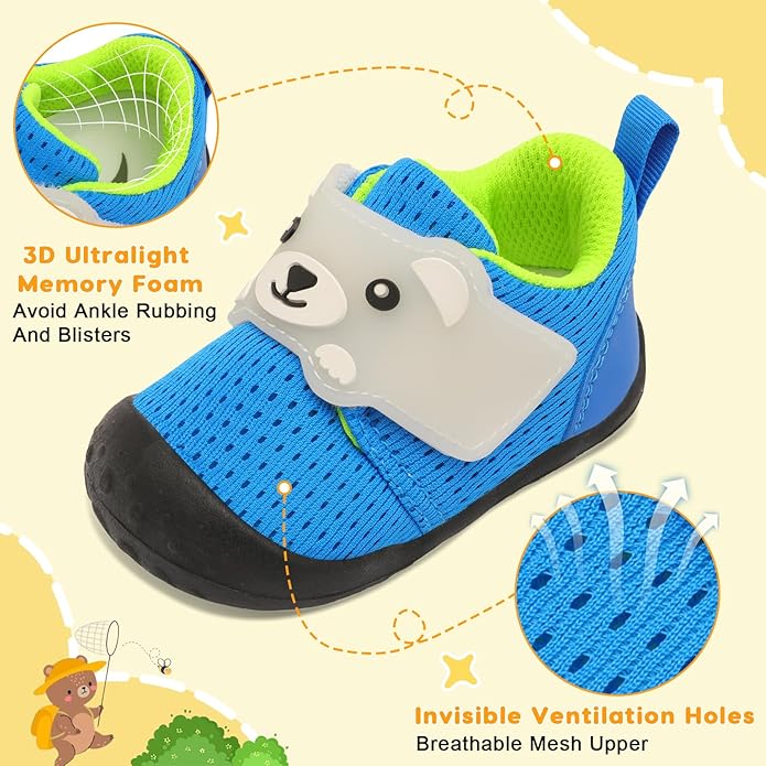 FEETCITY Baby Walking Shoes Wide Baby Shoes Boys Girls Infant Sneakers Crib Shoes Breathable Toddler Barefoot Shoes Slip On Shoes