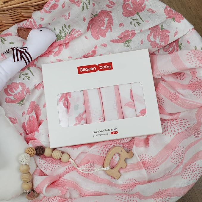 GLLQUEN BABY Receiving Blankets Girl Muslin Swaddle Blankets - Image 6