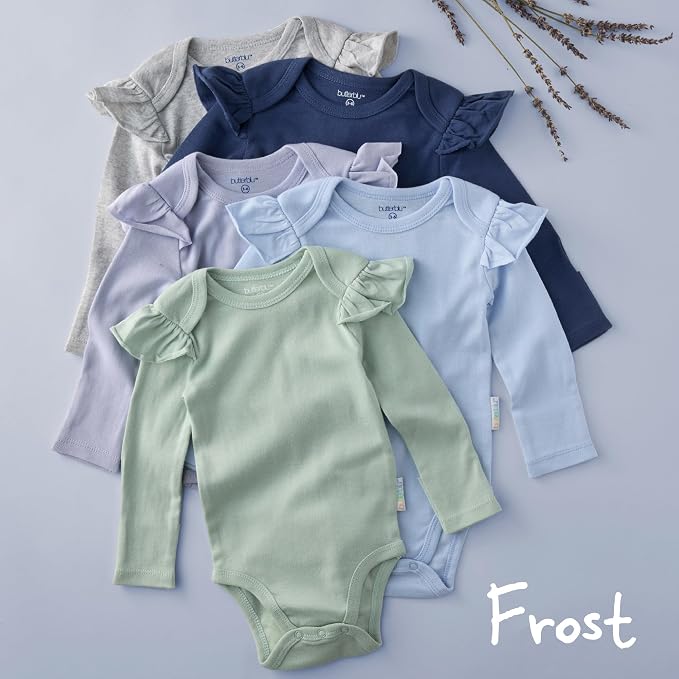 Butterblu Ashley 5-Pack Long Sleeve Ruffle Shoulder Bodysuits 100% Cotton | - Image 5
