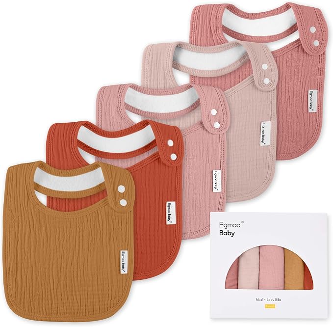 Muslin Baby Bibs for Drooling and Teething, Bibs for Boys Girls | Soft Cotton by EgmaoBaby