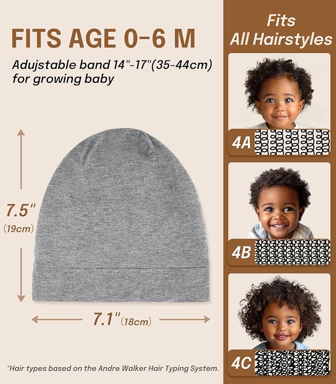 Fittia Baby Bonnet for 0-6 Months, Silky Satin Bonnet for Sleeping, Smooth for - Image 3