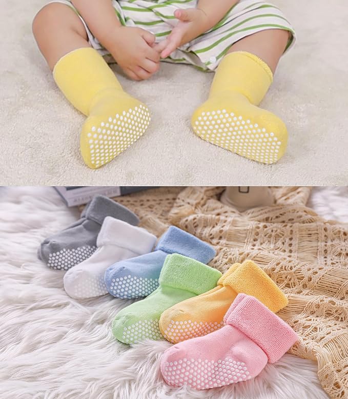 SDBING Baby Boys Girls Grips Socks Infant Toddlers Kids Non Slip Warm Thick - Image 2