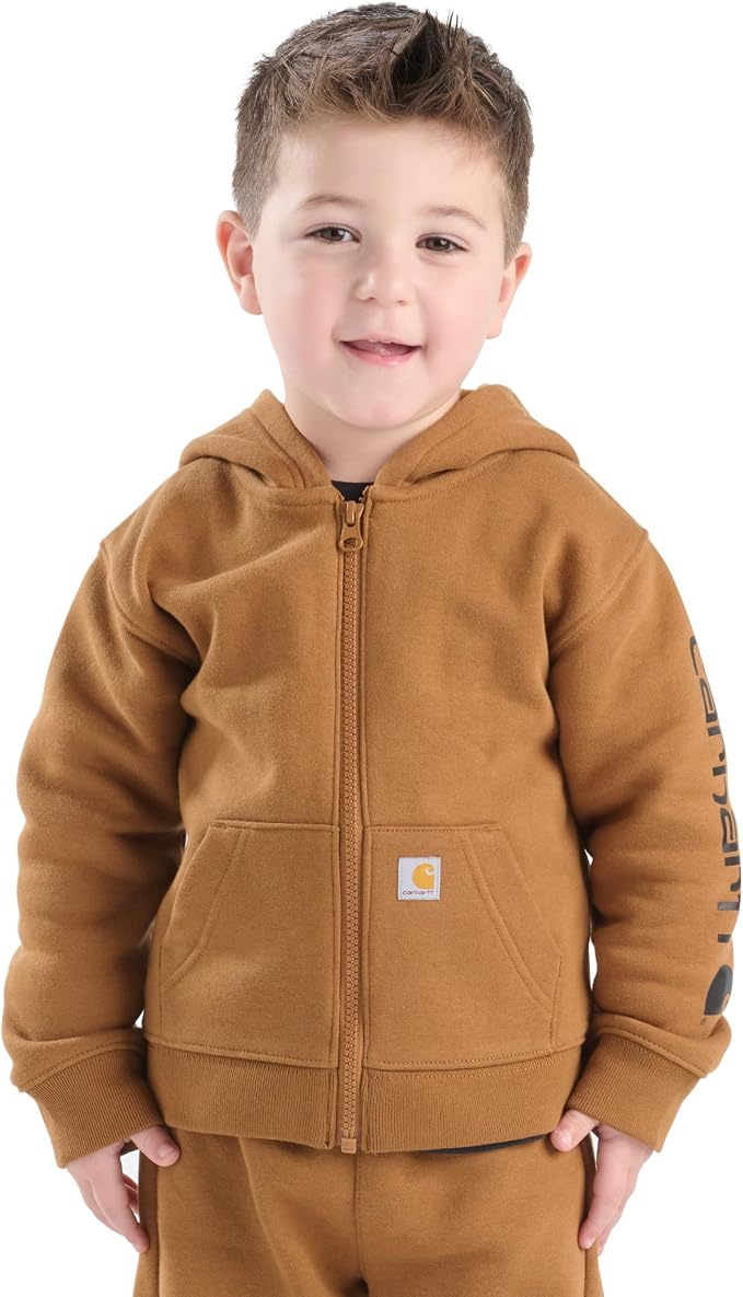 Carhartt Kid's CP8675 Long-Sleeve Full-Zip Logo Sweatshirt - Image 3