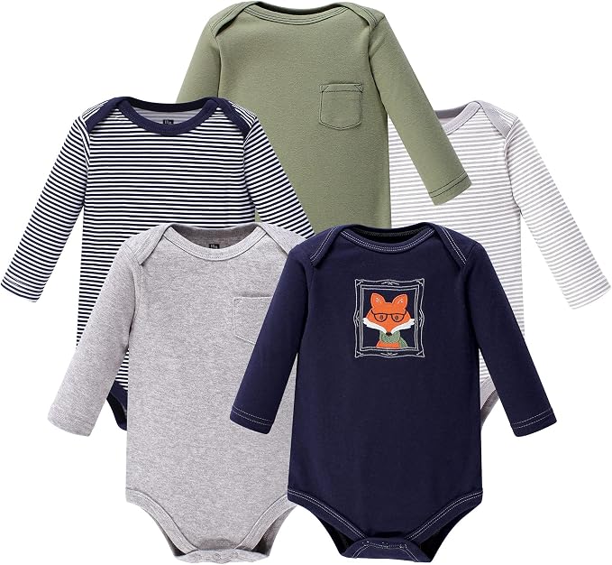 Hudson Baby baby-boys Cotton Long-sleeve Bodysuits 5-pack by HudsonBaby