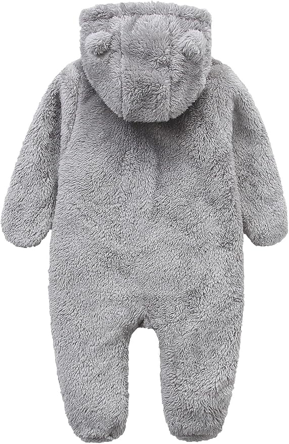 Baby Furry Jumpsuit Infant Bear Onesies Zipper Long Sleeve One-Piece Romper - Image 8