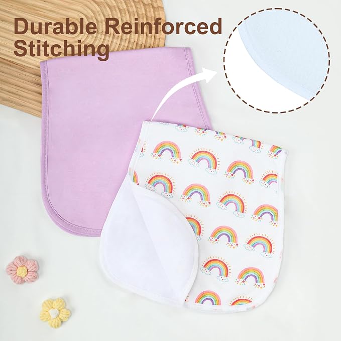 Baby Burp Cloths 8-Pack, Waterproof Burping Cloths, 4-Layer Super Absorbent & - Image 7