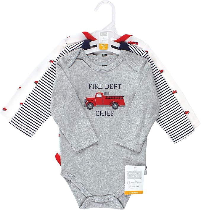 Hudson Baby baby-boys Cotton Long-sleeve Bodysuits 3-pack - Image 2