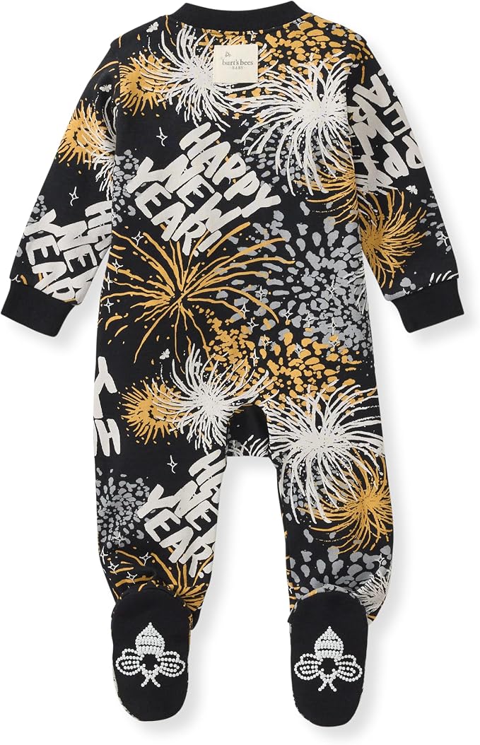 Burt's Bees Baby Boys' Organic Cotton, Sleep and Play Footed Pajamas | Easy zip - Image 2