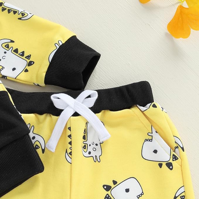 Infant Baby Boy Fall Winter Clothes Outfit Hooded Long Sweatshirt Pant Set - Image 8