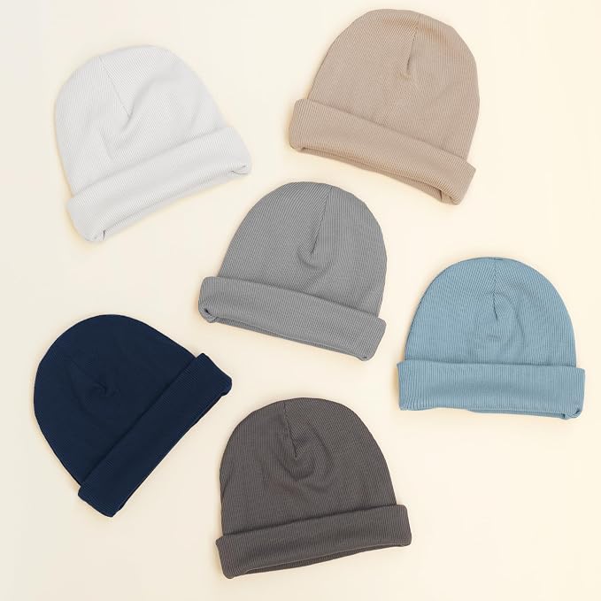 Konssy 6 Pack Baby Beanie Hats for Newborn Infant Girls Boys, 0-24 Months | - Image 5