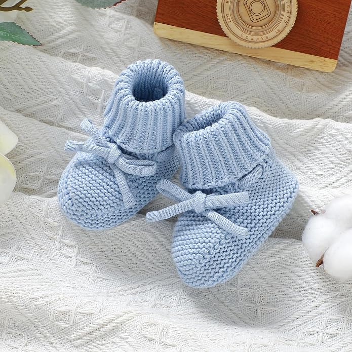 Hadetoto Baby Booties Cotton Newborn Boys Girls Shoes Knit Socks | Cozy Warm - Image 4