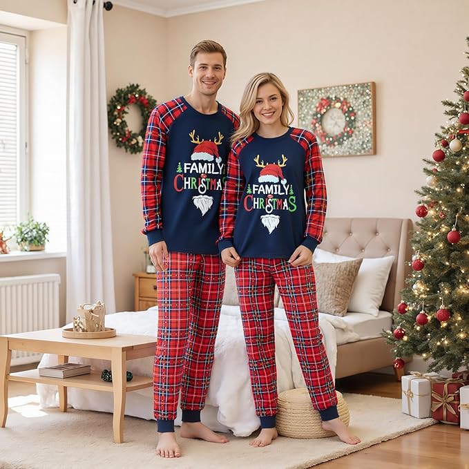 Awoscut Family Christmas Pajamas Matching Pajamas for Family, Xmas PJs Sets Holiday Sleepwear