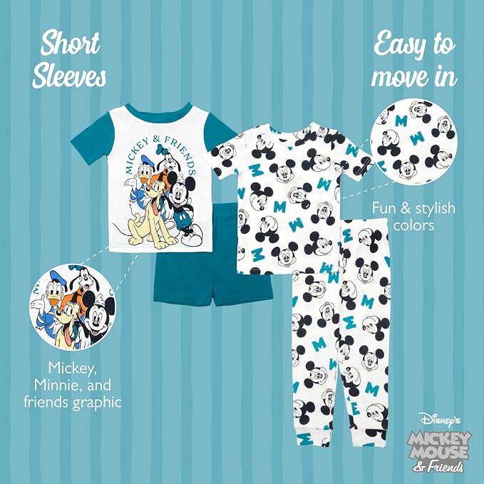 Disney Boys' 4-Piece Snug-fit Cotton Matching Comfortable Pajama Set, Soft & - Image 3
