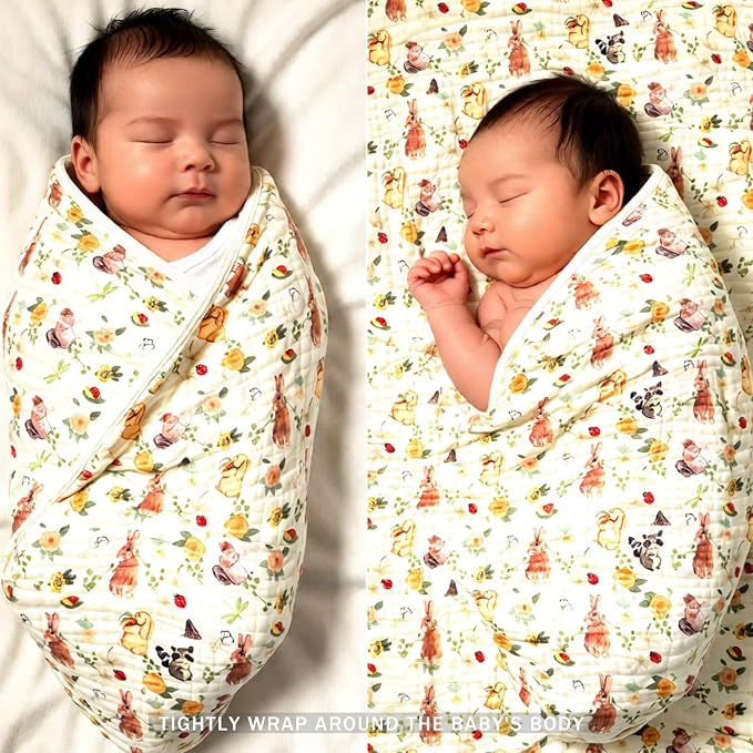 Pack of 2 Ultra Soft Muslin Baby Blanket Breathable Happy Ester Rabbit Pink - Image 6