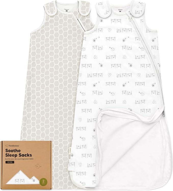 2-Pack Organic Baby Sleep Sacks, 100% Cotton 0.5TOG by KeaBabies