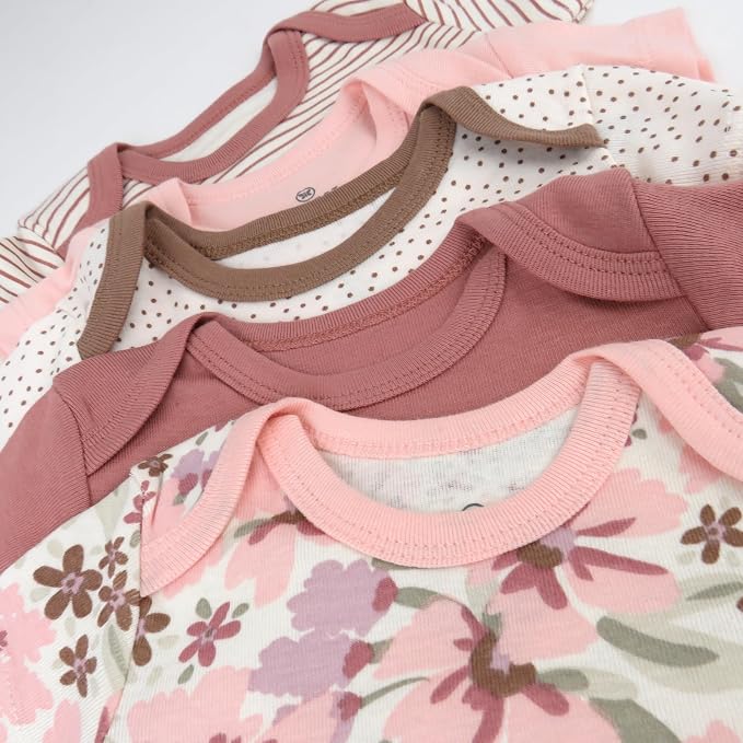 HonestBaby baby-girls 5-pack Short Sleeve Bodysuits One-piece 100% Organic - Image 4