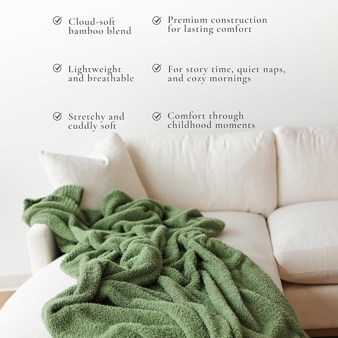 Saranoni Bamboni Oversized Blanket Soft Comfort Couch Bed Olive X-Large | - Image 3
