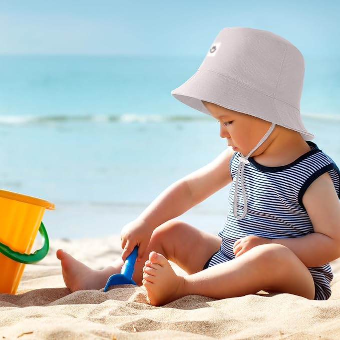 Cooraby 5 Pack Baby Sun Hat Adjustable Smile Bucket Hat Sun Protective Cap - Image 7