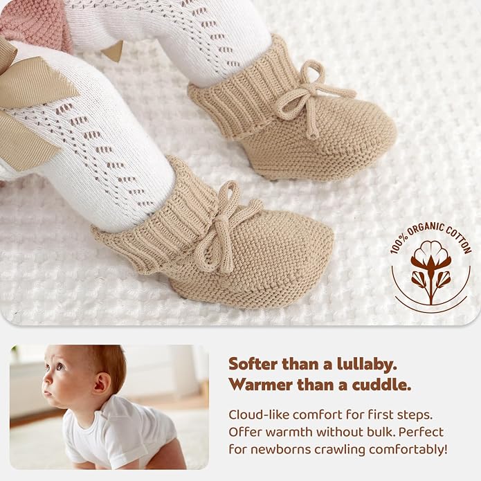 Hadetoto Baby Booties Cotton Newborn Boys Girls Shoes Knit Socks | Cozy Warm - Image 3
