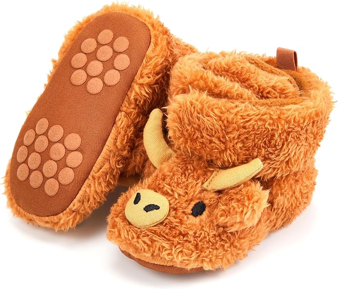 Highland Cow Baby Booties | Newborn Shoes, Infant Slippers, Unisex Styling by ShinyMatch